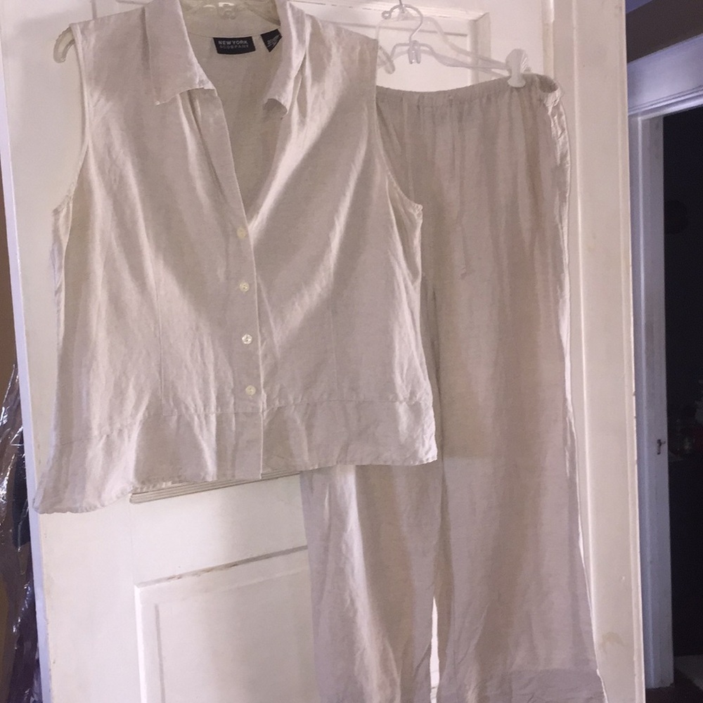 Two-piece linen blend outfit